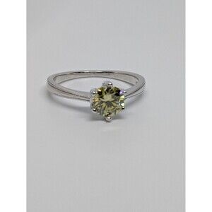 New Lemon Yellow 1ctw Moissanite Size 8 White Gold Tone Ring W/ GRA Certificate.